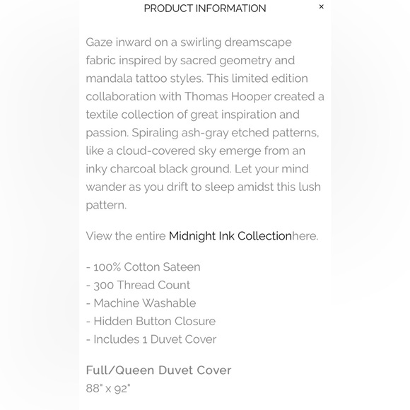 Discontinued Midnight Ink Collection Queen Duvet Cover - Picture 6 of 6